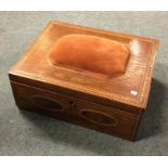 A Victorian hinged top sewing box together with on