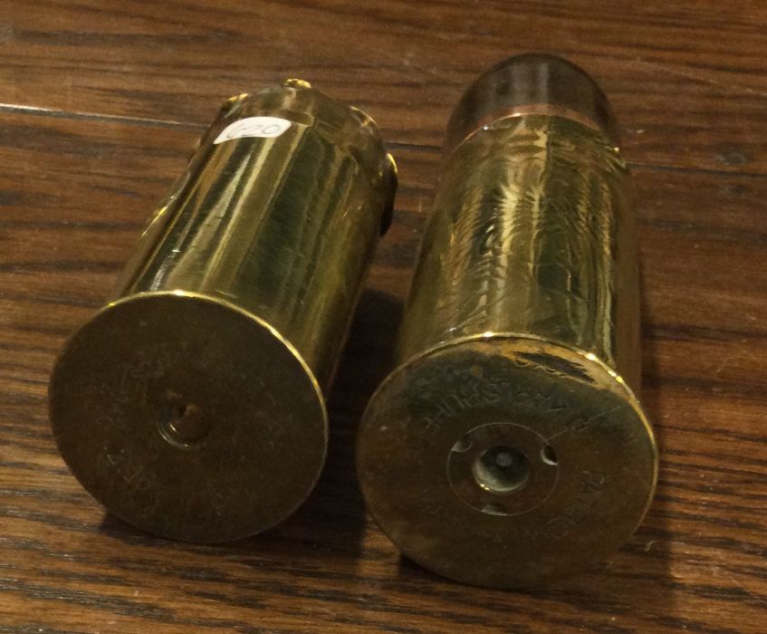 TRENCH ART: A brass shell case together with other - Image 2 of 2