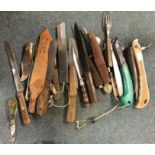 A box containing old knives. Est. £10 - £20.