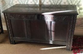 A Georgian oak three panel coffer. Est. £80 - £120