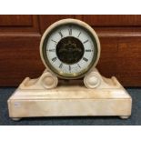 A French agate mantle clock with brass and enamell