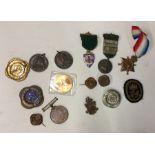 Old medals, badges etc. Est. £20 - £30.