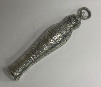 A large silver pencil in the form of a sarcophagus. Approx. 25 grams. Est. £100 - £120.