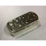 A heavy stylish silver snuff box with hinged top.