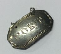 EDINBURGH: A Scottish silver wine label for ‘Port’. By AW. Approx. 6 grams. Est. £50 - £80.