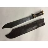 An old Bowie knife in leather sheath. Est. £30 - £