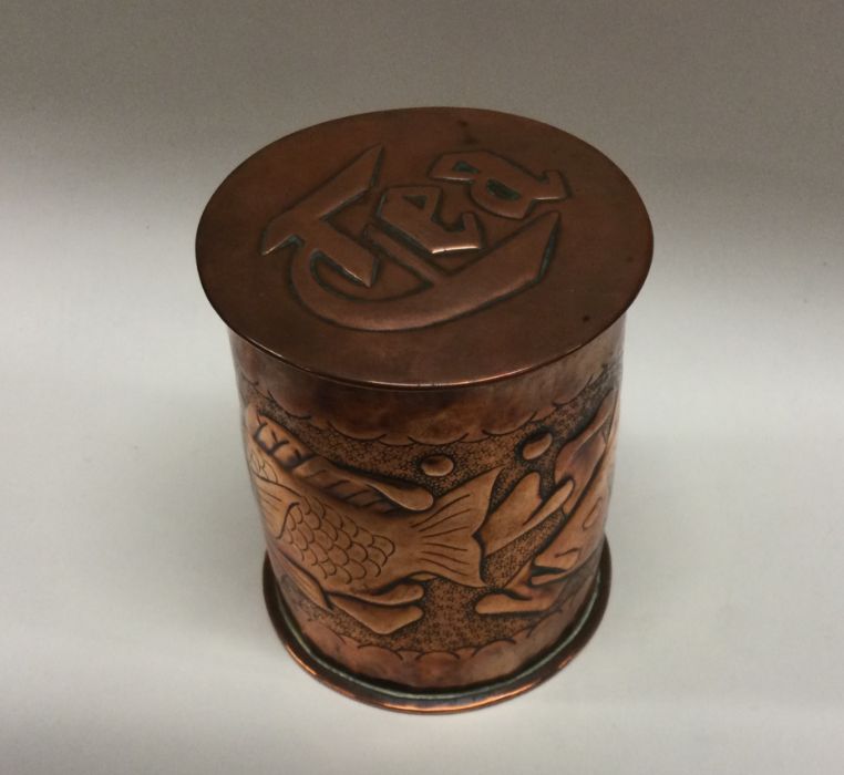 NEWLYN: A stylish copper tea caddy. Est. £150 - £2