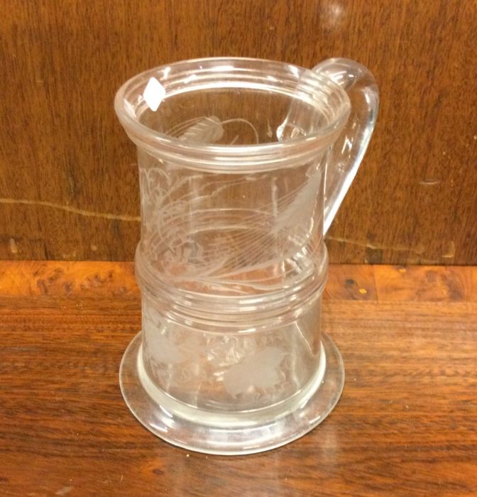 A good Georgian tapering glass mug with wheatsheaf