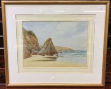 WILLIAM EDWARDS CROXFORD (British 1852 - 1926): A Cornish beach scene. Approx. 35 cms x 25 cms. Est.
