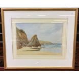 WILLIAM EDWARDS CROXFORD (British 1852 - 1926): A Cornish beach scene. Approx. 35 cms x 25 cms. Est.