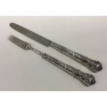 A good William IV silver crested christening knife and fork. Sheffield 1836. By William Sansom.