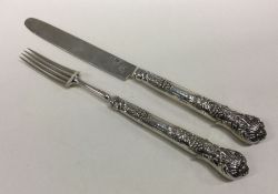 A good William IV silver crested christening knife and fork. Sheffield 1836. By William Sansom.