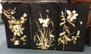 A set of three large Chinese ivory mounted plaques