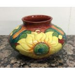MOORCROFT: A squat sunflower vase. Est. £120 - £15