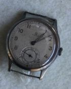 A gent's Omega wristwatch with silvered dial. Est.