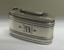 A Swedish silver pill box with sliding opening mechanism to top. Approx. 17 grams. Est. £40 - £60.