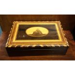 A Continental mahogany inlaid box with inlaid deco