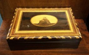 A Continental mahogany inlaid box with inlaid deco