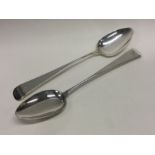 EXETER: A pair of silver crested serving / basting spoons. 1806. By Joseph Hicks. Approx. 185 grams.