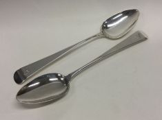 EXETER: A pair of silver crested serving / basting spoons. 1806. By Joseph Hicks. Approx. 185 grams.
