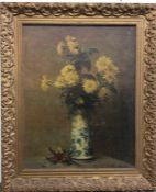 HENRI FANTIN-LATOUR (French 1836 - 1904): A still life reproduction print with flowers in vase.