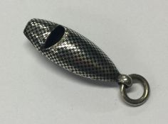 A Continental silver and Neillo whistle. Circa 1890. Approx. 4 grams. Est. £80 - £120.