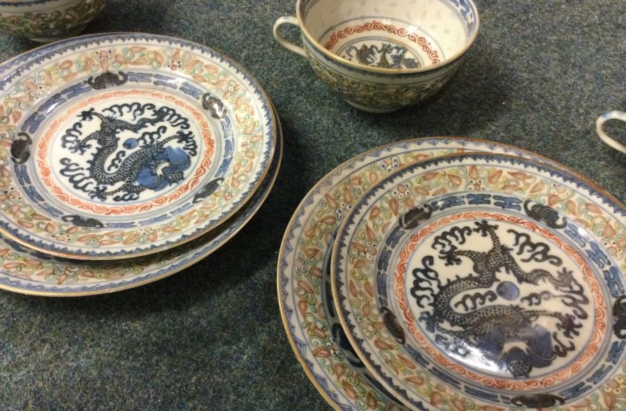 A good set of three Chinese porcelain trios decora - Image 2 of 3
