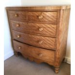 A satinwood bow chest of five drawers. Est. £40 -