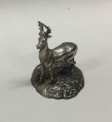 A Victorian silver figure of a deer. Approx. 44 grams. Est. £50 - £80.