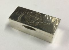 A heavy Continental silver snuff box with engraved