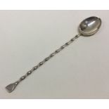 A rare silver cocktail spoon of spiralled form. London 1991. By CJW. Approx. 17 grams. Est. £30 - £