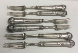 A set of six silver forks. London 1818 / 19. By Eley and Fearn. Approx. 306 grams. Est. £150 - £