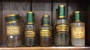 A group of old poison bottles. Est. £20 - 30.