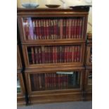 A three section oak Globe Wernicke bookcase. Est.