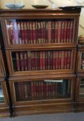 A three section oak Globe Wernicke bookcase. Est.