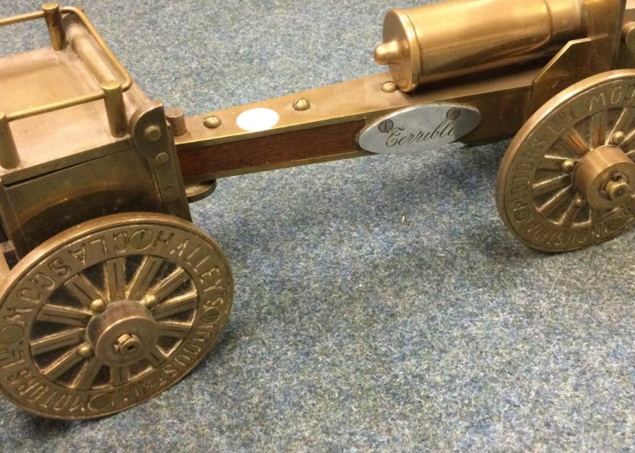 A good quality heavy brass cannon by Halleys Indus - Image 2 of 2