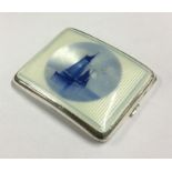 A Danish silver and enamelled cigarette case decor