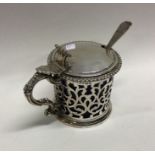 A fine quality Victorian pierced silver mustard pot. Sheffield 1847. By James Dixon and Sons.