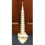 A large carved ivory pagoda of tapering form. Appr