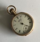 A heavy 9 carat Waltham pocket watch with crested