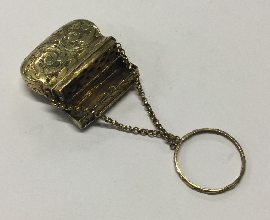 A rare silver gilt vinaigrette in the form of a handbag. Birmingham 1842. By Waddell and Kempson. - Image 2 of 2