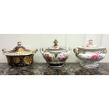 A group of three Coalport sugar bowls decorated wi