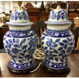 A tall pair of Chinese blue and white cases conver