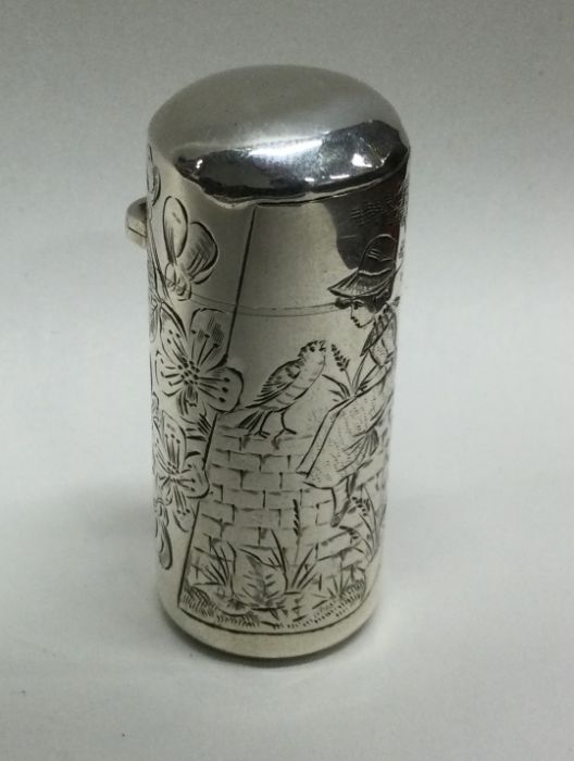 An attractive Victorian silver scent bottle with aesthetic decoration engraved with a ‘Kate
