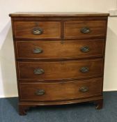 A mahogany five drawer bow front chest. Est. £60 -