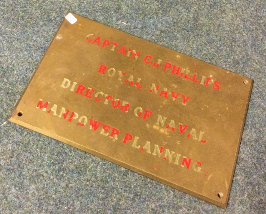 A brass plaque entitled, 'Captain Phillips, Royal