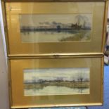 RALPH WINTER: A pair of framed and glazed watercolours. Approx. 39 cms x 15 cms. Est. £20 - £30.