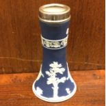 A silver plated Wedgwood tapering vase decorated w