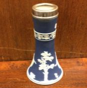 A silver plated Wedgwood tapering vase decorated w