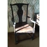 A Georgian oak carver chair. Est. £30 - £40.